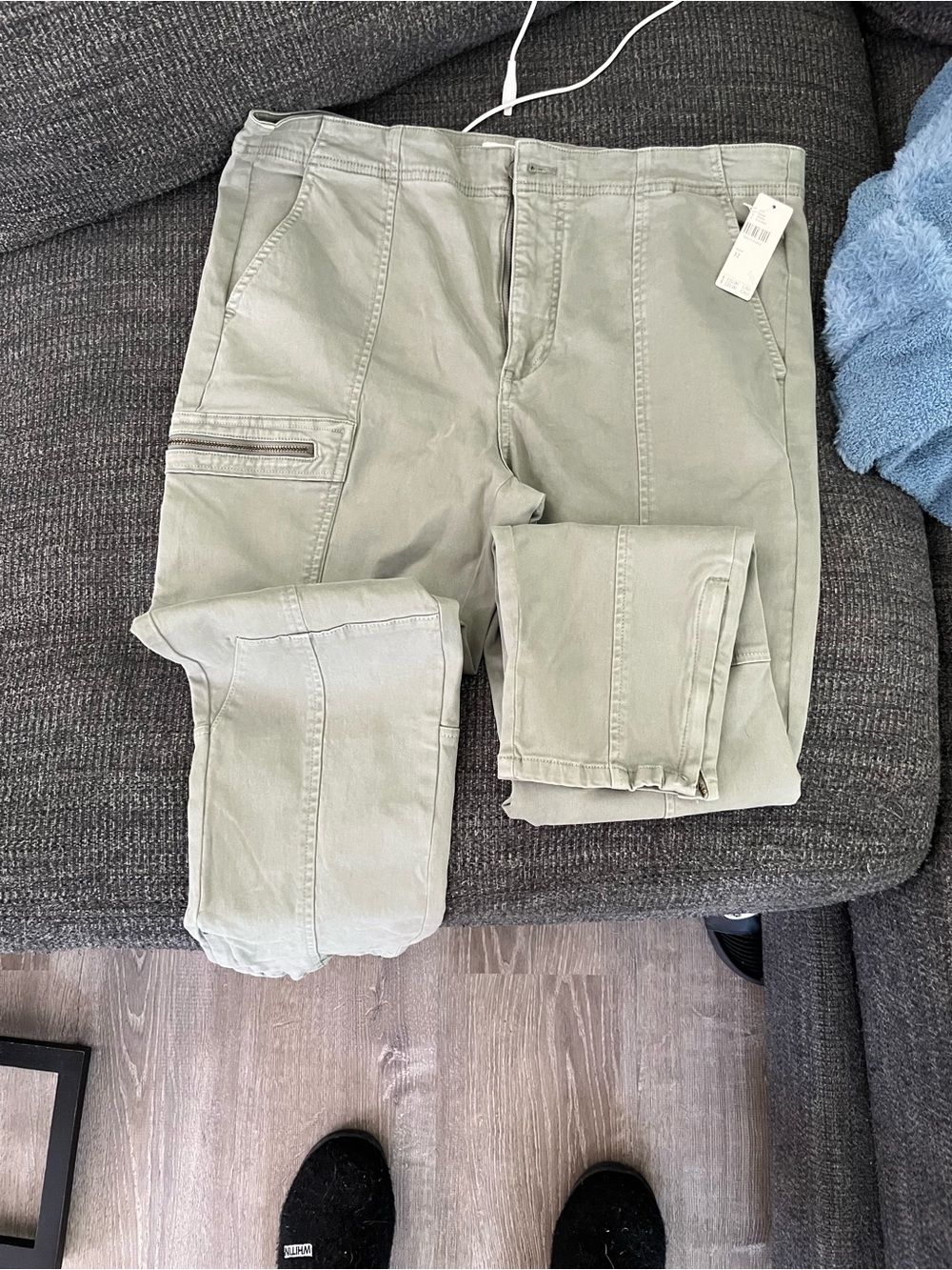 Anthropologie Light Sage Cargo Jeans